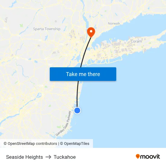 Seaside Heights to Tuckahoe map
