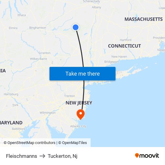 Fleischmanns to Tuckerton, Nj map