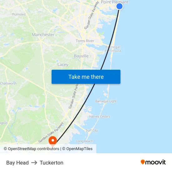 Bay Head to Tuckerton map
