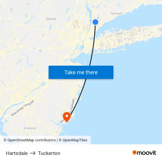 Hartsdale to Tuckerton map