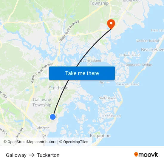 Galloway to Tuckerton map