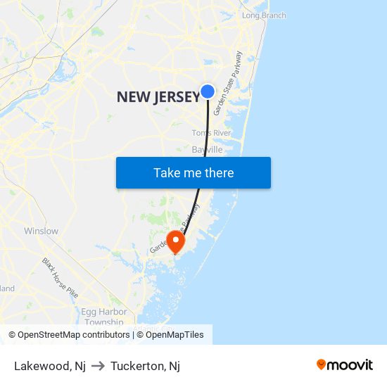 Lakewood, Nj to Tuckerton, Nj map