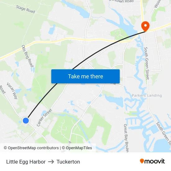 Little Egg Harbor to Tuckerton map