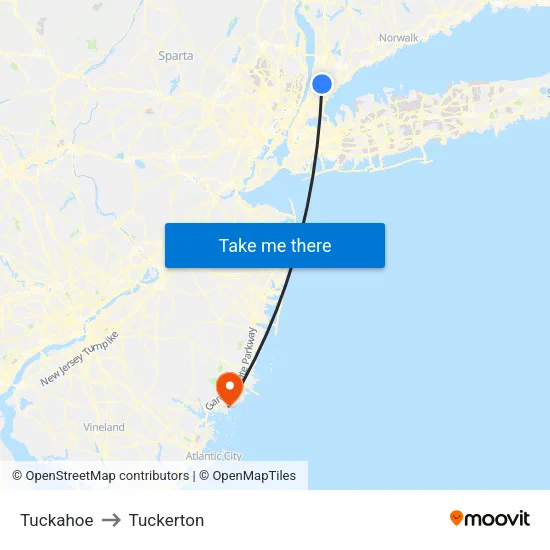 Tuckahoe to Tuckerton map