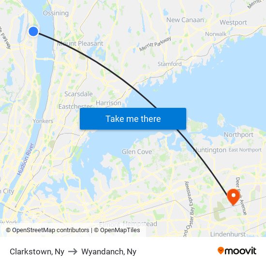 Clarkstown, Ny to Wyandanch, Ny map