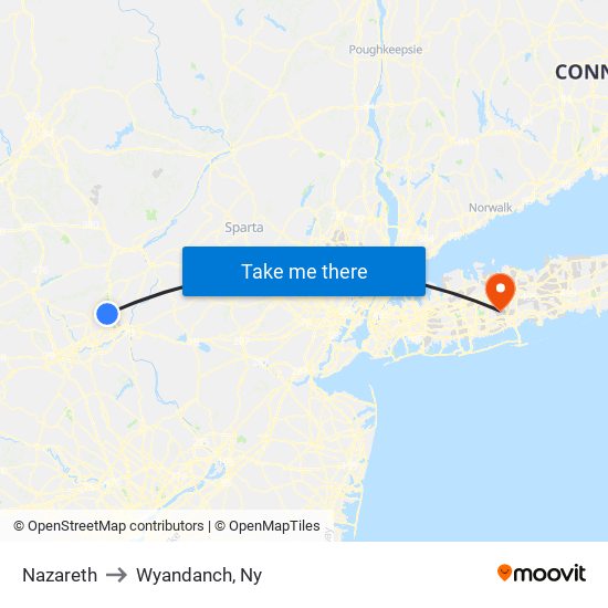 Nazareth to Wyandanch, Ny map
