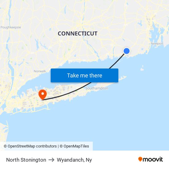 North Stonington to Wyandanch, Ny map