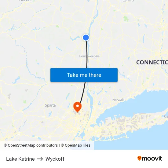 Lake Katrine to Wyckoff map