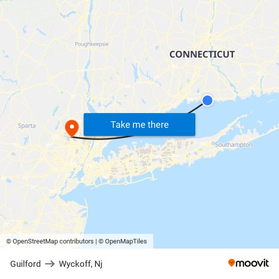 Guilford to Wyckoff, Nj map