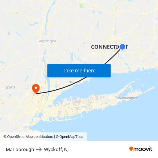 Marlborough to Wyckoff, Nj map