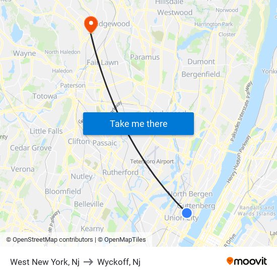 West New York Nj to Wyckoff Nj New York New Jersey with