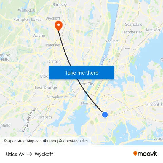 Utica Av to Wyckoff map