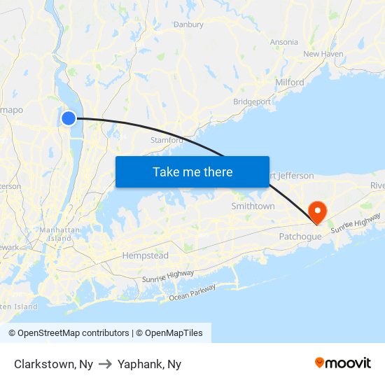 Clarkstown, Ny to Yaphank, Ny map