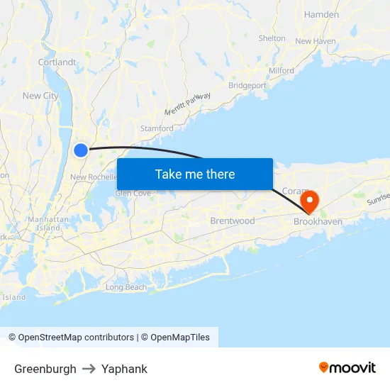 Greenburgh to Yaphank map