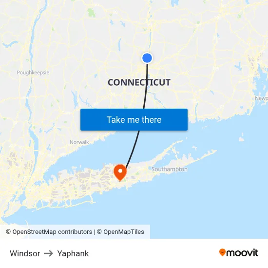 Windsor to Yaphank map