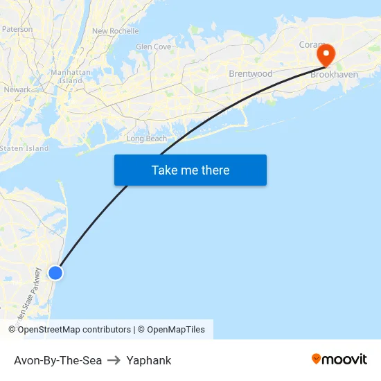 Avon-By-The-Sea to Yaphank map