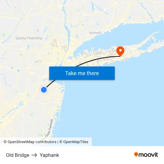 Old Bridge to Yaphank map
