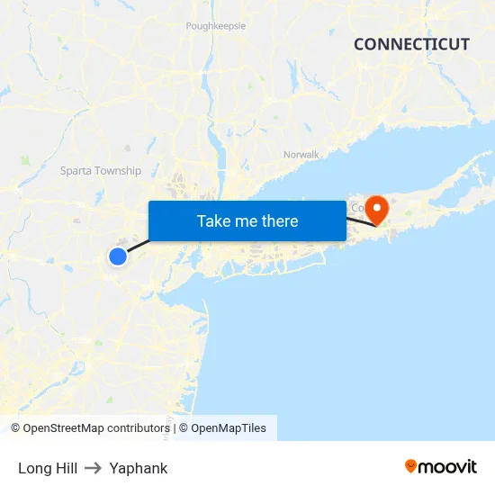 Long Hill to Yaphank map