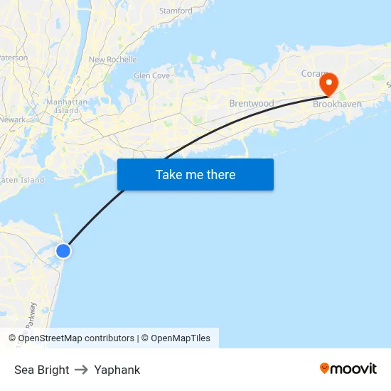 Sea Bright to Yaphank map