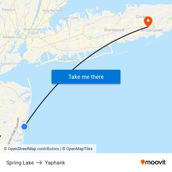 Spring Lake to Yaphank map