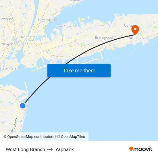 West Long Branch to Yaphank map