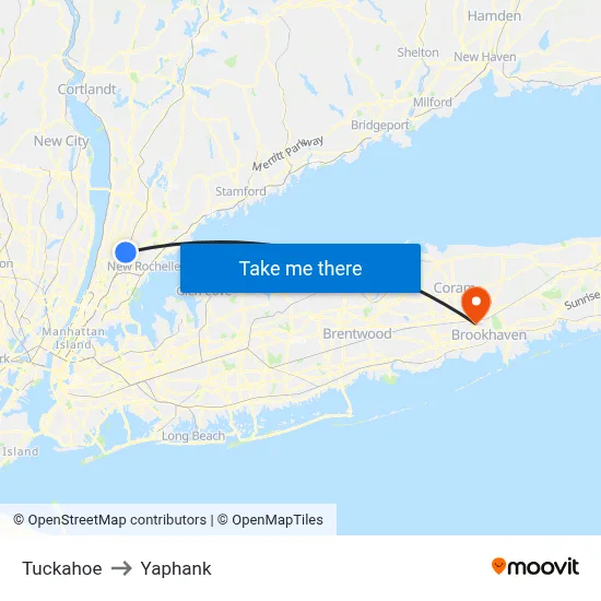Tuckahoe to Yaphank map