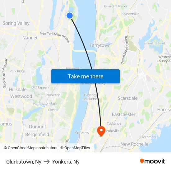 Clarkstown, Ny to Yonkers, Ny map