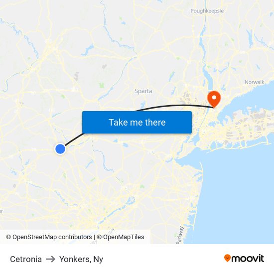 Cetronia to Yonkers, Ny map