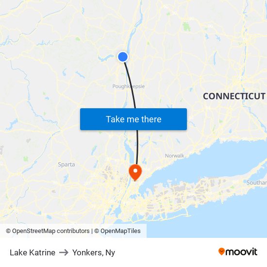 Lake Katrine to Yonkers, Ny map