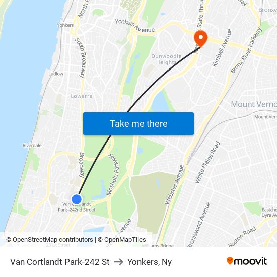 Van Cortlandt Park-242 St to Yonkers, Ny map