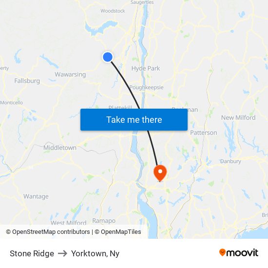 Stone Ridge to Yorktown, Ny map