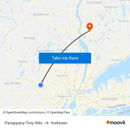 Parsippany-Troy Hills to Yorktown map