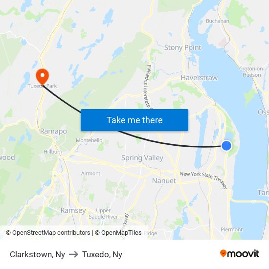 Clarkstown, Ny to Tuxedo, Ny map