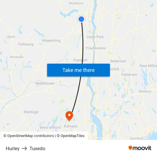 Hurley to Tuxedo map