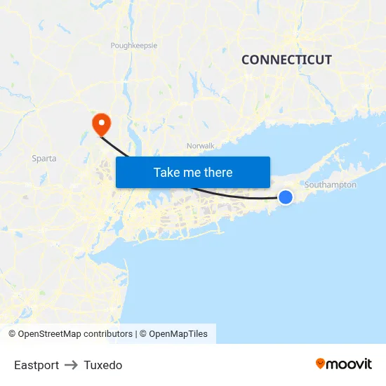 Eastport to Tuxedo map