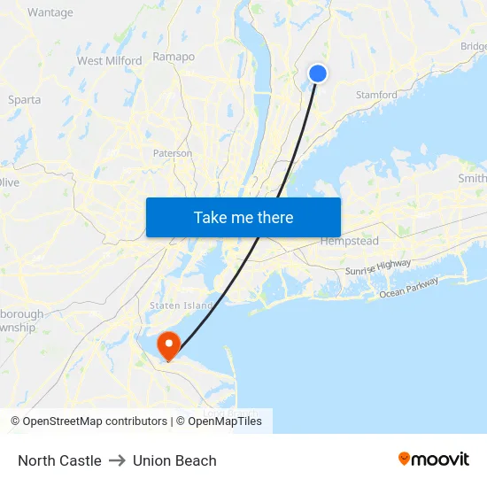 North Castle to Union Beach map