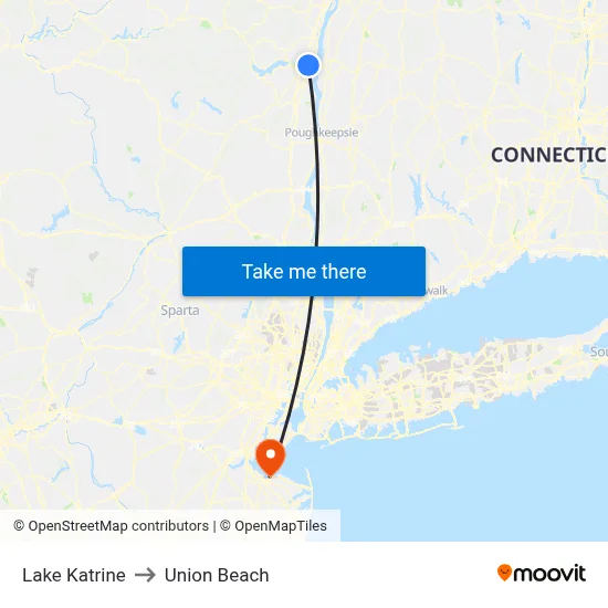 Lake Katrine to Union Beach map