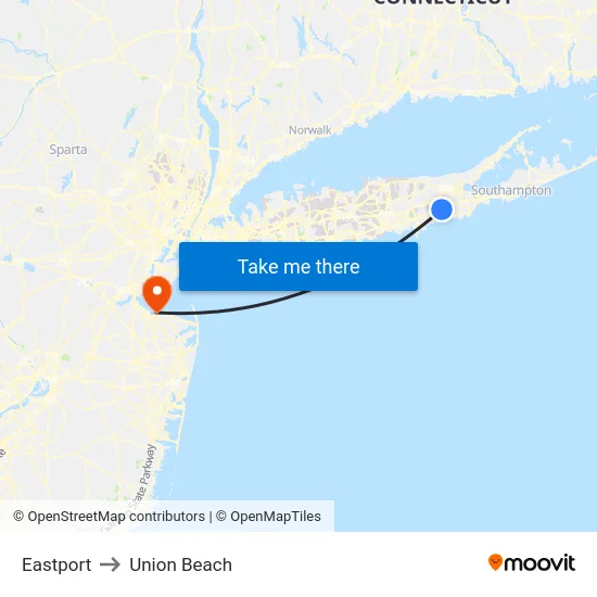 Eastport to Union Beach map