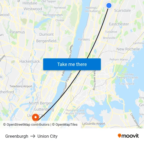 Greenburgh to Union City map