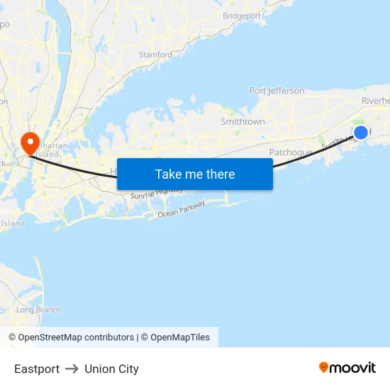 Eastport to Union City map