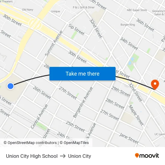 Union City High School to Union City map