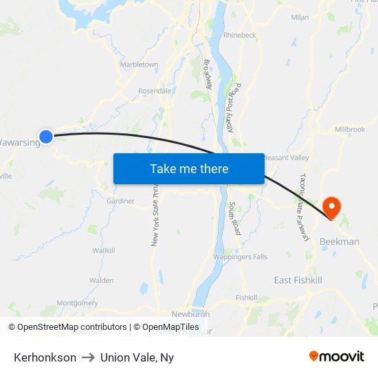 Kerhonkson to Union Vale, Ny map