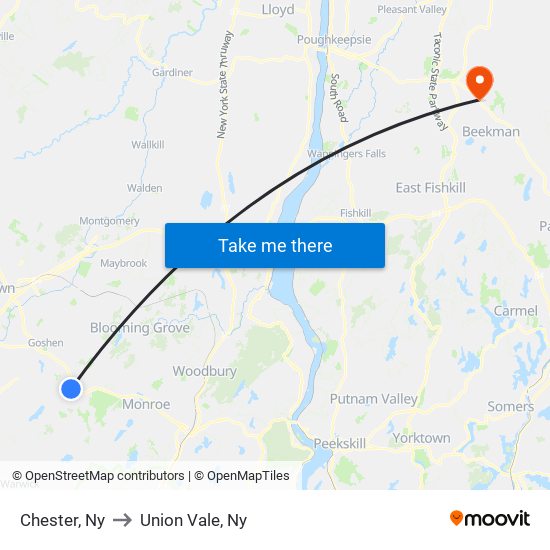 Chester, Ny to Union Vale, Ny map