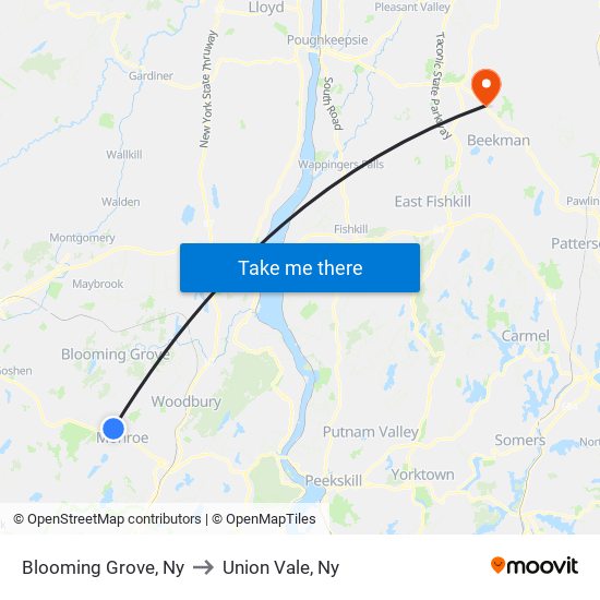 Blooming Grove, Ny to Union Vale, Ny map