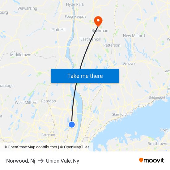 Norwood, Nj to Union Vale, Ny map