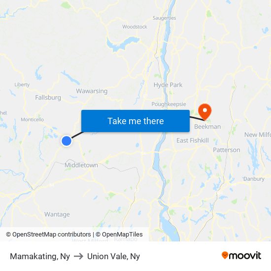 Mamakating, Ny to Union Vale, Ny map