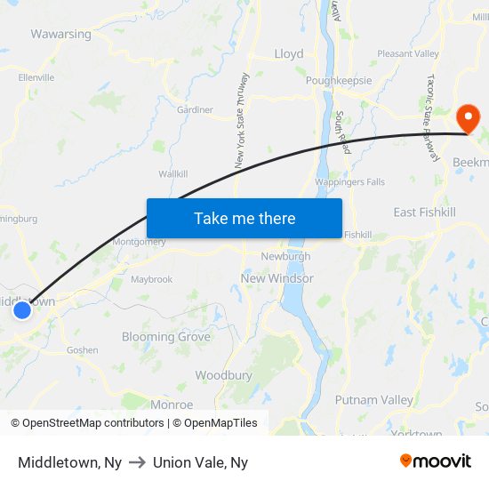 Middletown, Ny to Union Vale, Ny map