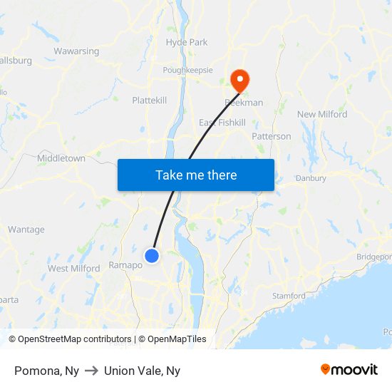 Pomona, Ny to Union Vale, Ny map