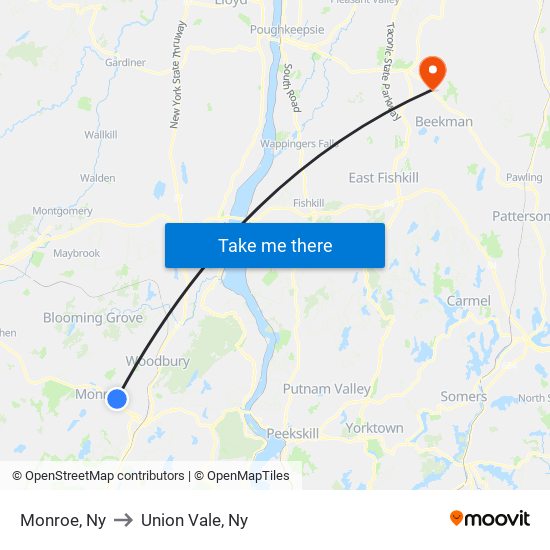 Monroe, Ny to Union Vale, Ny map