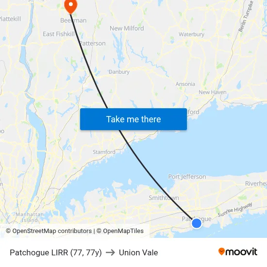 Patchogue LIRR (77, 77y) to Union Vale map